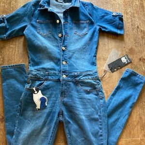 Denim stretch jumpsuit